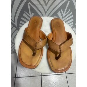 UGG Women's Tan Leather Flip Flop Sandals Size 6
